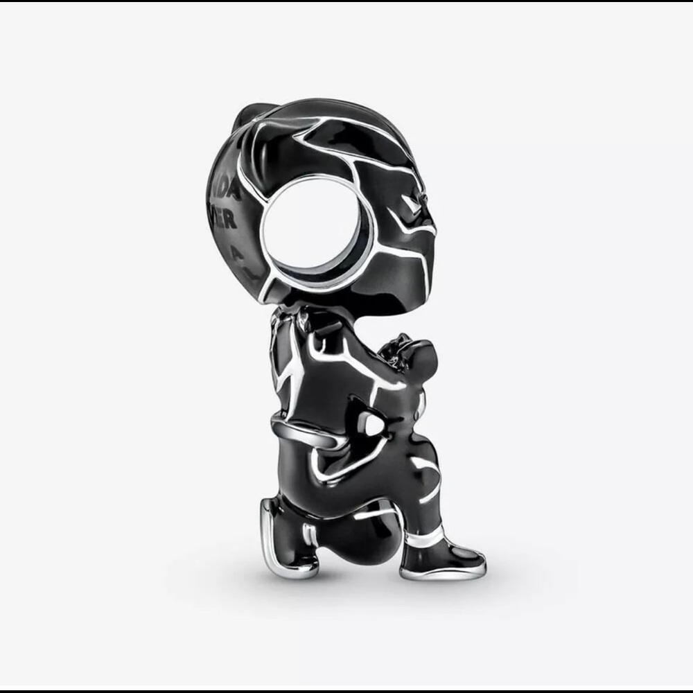 NEW•Black Panther Enamel/Silver DIY charm